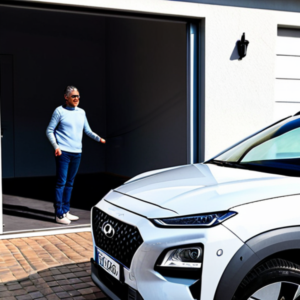 Responsible Electric Car Owner**

"A responsible adult, fully clothed in casual Spanish clothing, carefully plugging in their Hyundai Kona EV to a home charger in the garage of a modern suburban villa near Madrid. Sunlight streams through the open garage door. The scene emphasizes safety and eco-consciousness. safe for work, appropriate content, professional, family-friendly, perfect anatomy, natural proportions, well-formed hands, proper finger count."

**