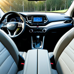 Comfortable Interior**

"The spacious interior of a Hyundai Tucson, showcasing the comfortable seats and well-designed dashboard. The focus is on the legroom and ergonomic layout. Sunlight streaming through the windows creates a welcoming atmosphere. fully clothed, safe for work, appropriate content, perfect anatomy, natural proportions, family-friendly, professional photography, high quality."

**