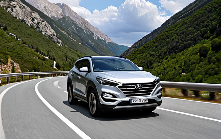 현대 투싼 플러그인 하이브리드 출시 소식 - **Image:**  Interior shot showcasing the Tucson's dashboard and infotainment system. Focus on the di...