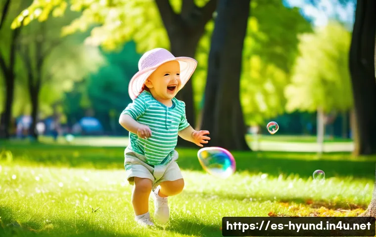 현대 싼타페와 현대 그랜저의 패밀리카 선택 - **Subject:** A toddler playing in a park on a sunny day.
**Prompt:** "A cheerful toddler, wearin...